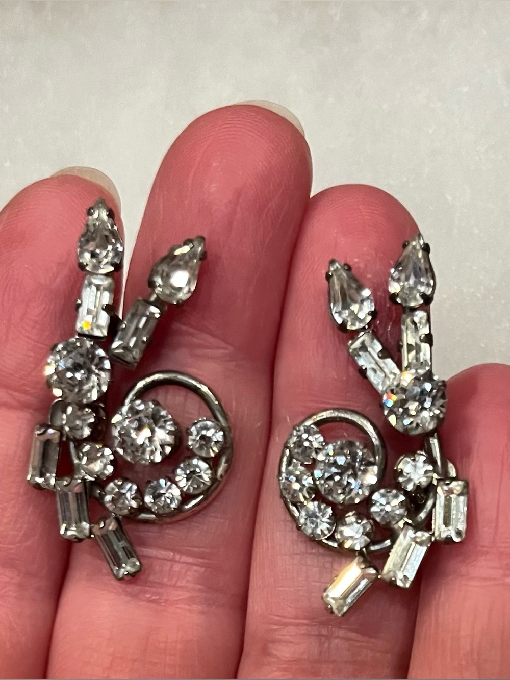 Silver Crystal Cluster Earrings - Elegant Women Jewelry